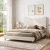 Queen Bed Frame with Boucle Headboard, Beige, 300kg Capacity