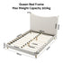 Queen Bed Frame with Boucle Headboard, Beige, 300kg Capacity