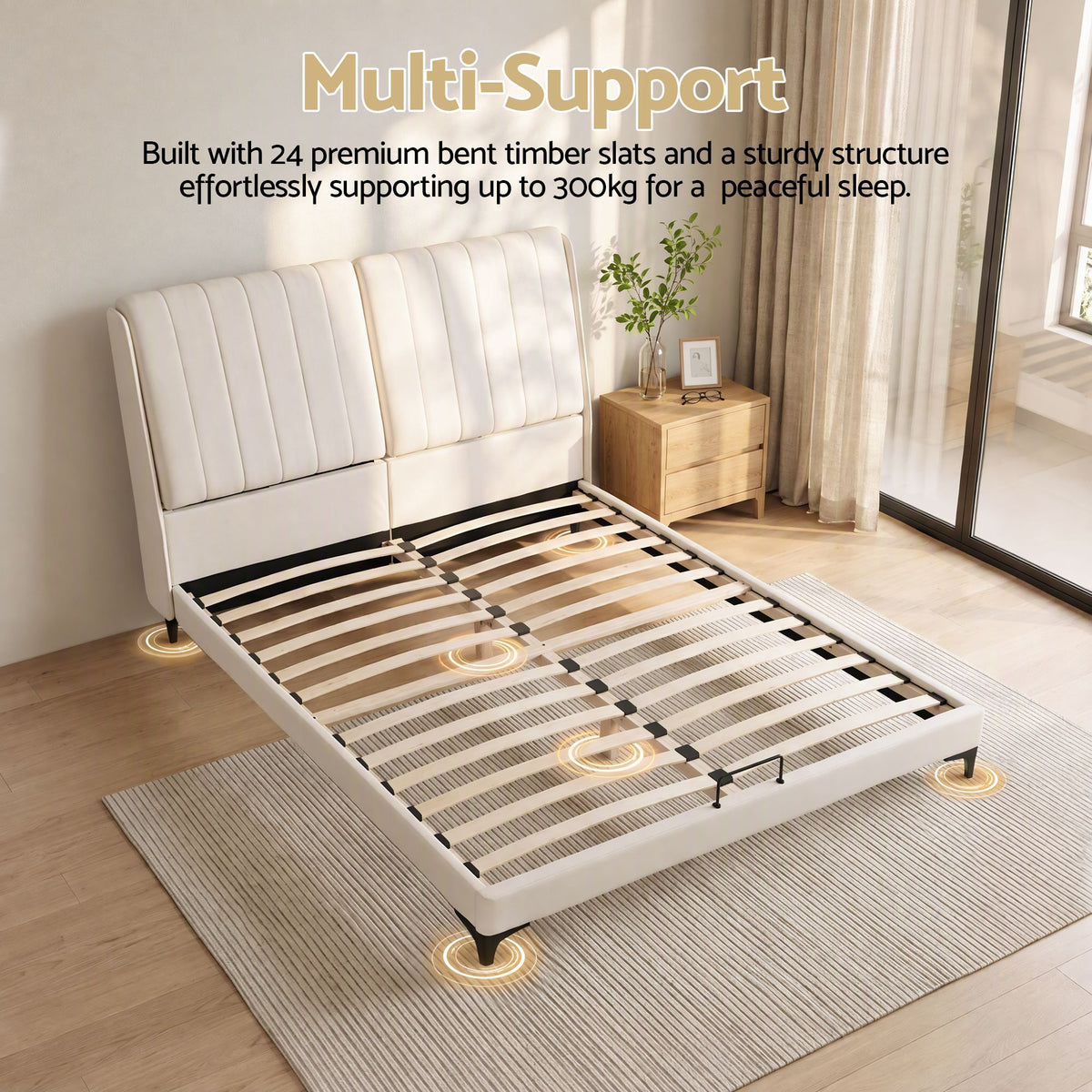 Artiss Queen Size Bed Frame with Adjustable Headboard, PU Leather