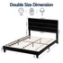 Double Bed Frame Upholstered Platform Base with Geometric Headboard Black Velvet