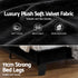Double Bed Frame Upholstered Platform Base with Geometric Headboard Black Velvet