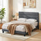 Artiss Double Upholstered Bed Frame Charcoal Grey Linen Platform Base