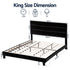 King Bed Frame Upholstered Platform Base with Geometric Headboard Black Velvet