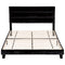 King Bed Frame Upholstered Platform Base with Geometric Headboard Black Velvet