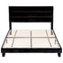 King Bed Frame Upholstered Platform Base with Geometric Headboard Black Velvet