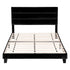 Queen Bed Frame Upholstered Platform Base with Geometric Headboard Black Velvet
