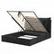 Queen Bed Frame with Horizontal Gas Lift Storage with LED Light USB Type-C Charging Station Black Velvet