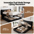 Queen Bed Frame with Horizontal Gas Lift Storage with LED Light USB Type-C Charging Station Black Velvet