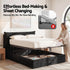 Queen Bed Frame with Horizontal Gas Lift Storage with LED Light USB Type-C Charging Station Black Velvet