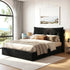 Queen Bed Frame with Horizontal Gas Lift Storage with LED Light USB Type-C Charging Station Black Velvet