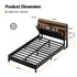 Double Bed Frame LED Storage Headboard with Charging Station Black