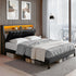 Double Bed Frame LED Storage Headboard with Charging Station Black