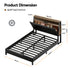 Queen Bed Frame LED Storage Headboard with Charging Station Black