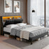 Queen Bed Frame LED Storage Headboard with Charging Station Black