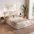 Artiss Double Bed Frame, 100cm Bouclé Headboard, USB-C Charging & Night Lights