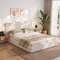 Artiss Queen Bed Frame, 100cm Bouclé Headboard, USB-C Charging & Night Lights