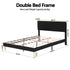 Double Bed Frame Upholstered Adjustable Headboard Mood Lighting Heavy Duty Black Velvet