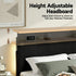 Double Bed Frame Upholstered Adjustable Headboard Mood Lighting Heavy Duty Black Velvet