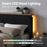 Double Bed Frame Upholstered Adjustable Headboard Mood Lighting Heavy Duty Black Velvet