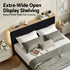 Double Bed Frame Upholstered Adjustable Headboard Mood Lighting Heavy Duty Black Velvet