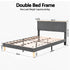 Double Bed Frame Upholstered Adjustable Headboard Mood Lighting Heavy Duty Grey Velvet