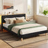 Queen Bed Frame Upholstered Adjustable Headboard Mood Lighting Heavy Duty Black Velvet