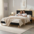 Queen Bed Frame Upholstered Adjustable Headboard Mood Lighting Heavy Duty Black Velvet