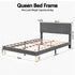 Queen Bed Frame Upholstered Adjustable Headboard Mood Lighting Heavy Duty Grey Velvet