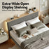 Queen Bed Frame Upholstered Adjustable Headboard Mood Lighting Heavy Duty Grey Velvet