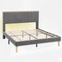 Queen Bed Frame Upholstered Adjustable Headboard Mood Lighting Heavy Duty Grey Velvet