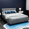 Artiss Queen Bed Frame Upholstered Linen Platform Bed Base Grey Wooden Slats