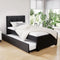 King Single Trundle Bed Frame Black Leather Pull Out Guest Bed