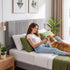 Double Bed Frame with Adjustable Headboard, Grey, 300kg Capacity