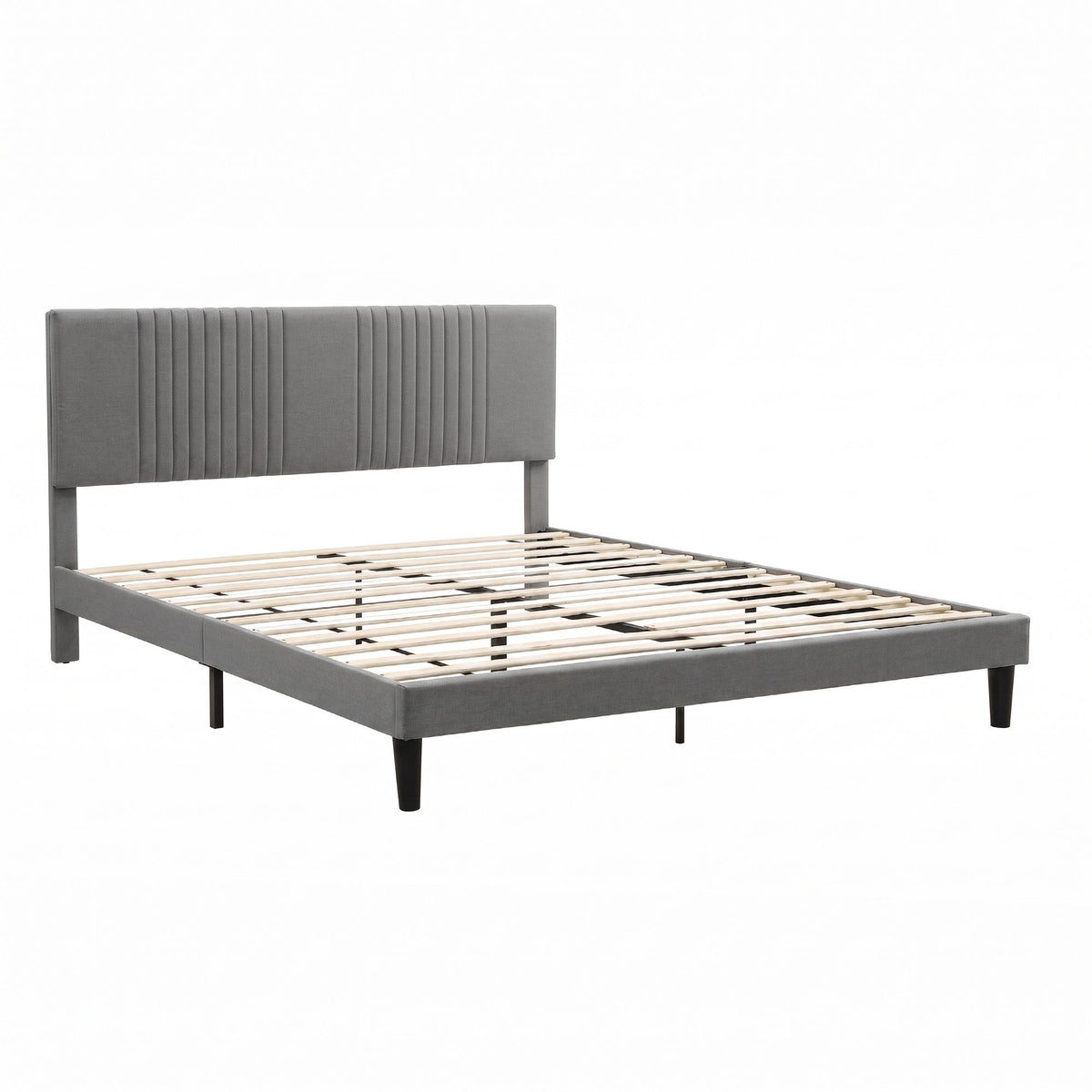 Artiss King Bed Frame with Adjustable Upholstered Headboard, Grey Linen, 300kg