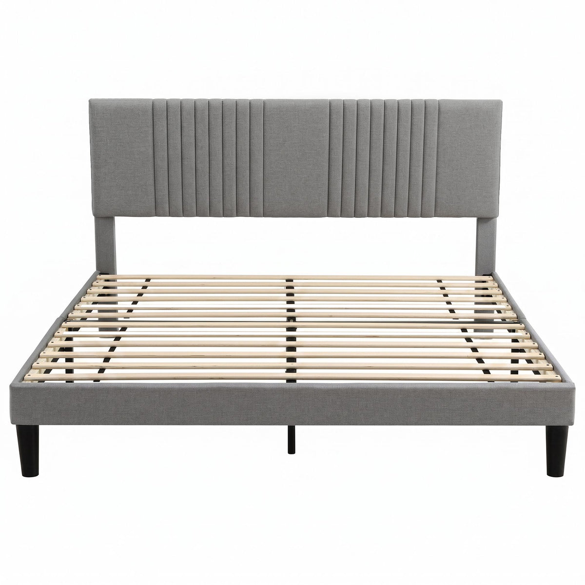 Artiss King Bed Frame with Adjustable Upholstered Headboard, Grey Linen, 300kg