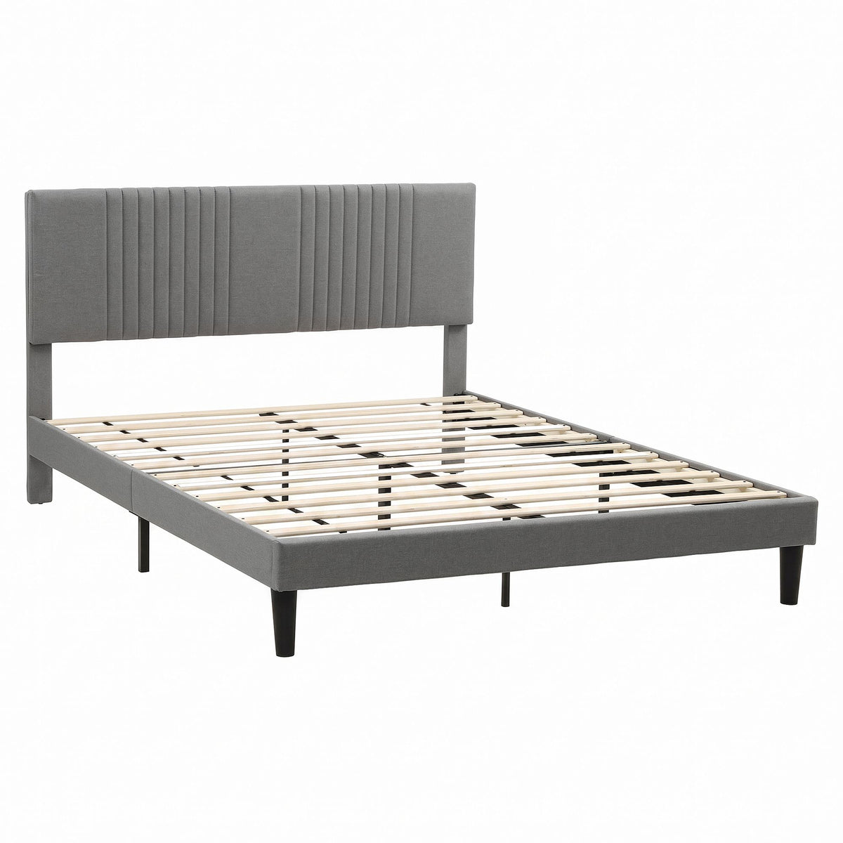 Queen Bed Frame with Adjustable Headboard, Grey, 300kg Capacity