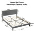 Queen Bed Frame with Adjustable Headboard, Grey, 300kg Capacity