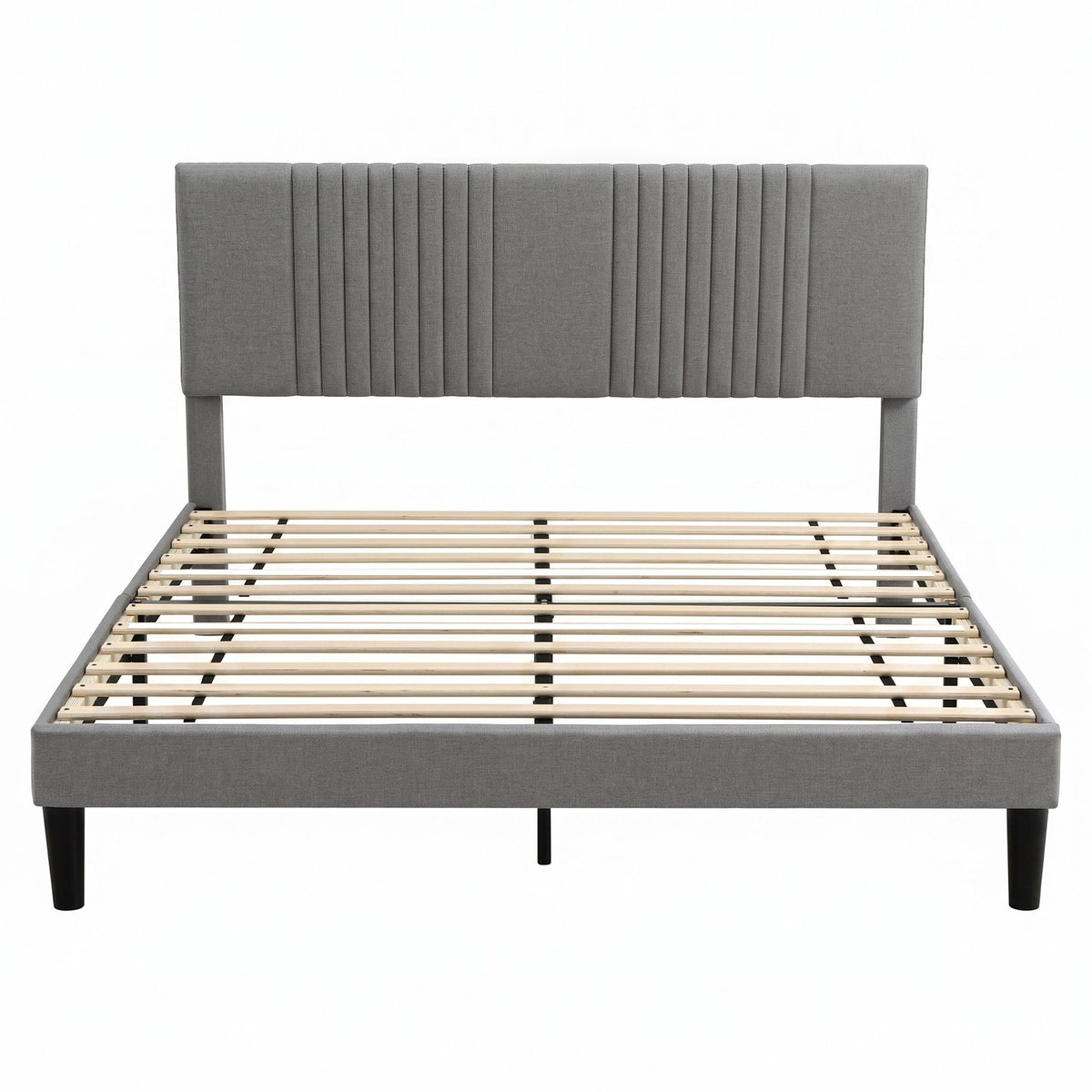 Queen Bed Frame with Adjustable Headboard, Grey, 300kg Capacity