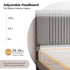 Queen Bed Frame with Adjustable Headboard, Grey, 300kg Capacity