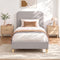 Artiss King Single Bed Frame with Headboard, Faux Linen Fabric Grey