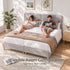 Artiss King Single Bed Frame with Headboard, Faux Linen Fabric Grey