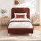 Artiss King Single Bed Frame with Headboard, Faux Linen Fabric Brown