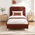 Artiss King Single Bed Frame with Headboard, Faux Linen Fabric Brown