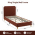 Artiss King Single Bed Frame with Headboard, Faux Linen Fabric Brown