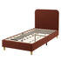 Artiss King Single Bed Frame with Headboard, Faux Linen Fabric Brown