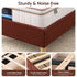 Artiss King Single Bed Frame with Headboard, Faux Linen Fabric Brown