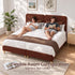 Artiss King Single Bed Frame with Headboard, Faux Linen Fabric Brown