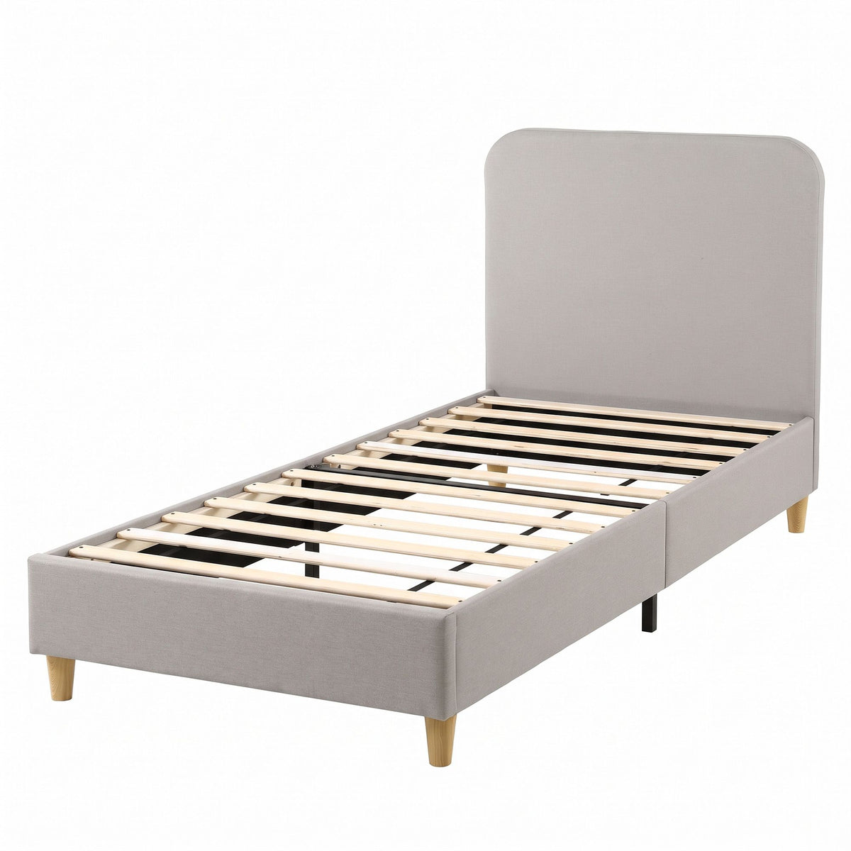 Artiss Single Bed Frame with Headboard, Faux Linen Fabric Grey