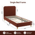 Artiss Single Bed Frame with Headboard, Faux Linen Fabric Brown