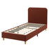 Artiss Single Bed Frame with Headboard, Faux Linen Fabric Brown